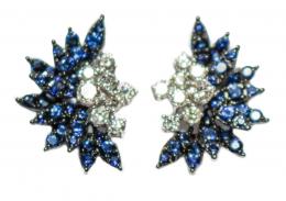 164 - PENDIENTES CON ZAFIROS Y BRILLANTES