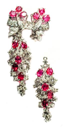 168 - PENDIENTES DESMONTABLES CON RUBIS Y BRILLANTES