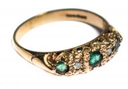 93 - ANILLO CON BRILLANTES Y TURMALINAS