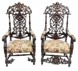 367 - PAREJA DE SILLONES ESTILO BARROCO S.XIX