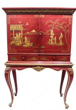 352 - MUEBLE BAR LACADO DE ESTILO ORIENTAL