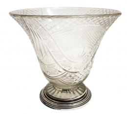 48 - GRAN JARRÓN DE CRISTAL CON BASE DE PLATA