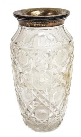 54 - JARRÓN EN CRISTAL CON EMBOCADURA DE PLATA