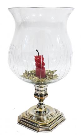 750 - CANDELERO EN PLATA Y CRISTAL