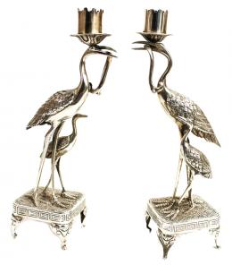 706 - PAREJA DE CANDELEROS EN PLATA