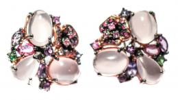 150 - GRANDES PENDIENTES CON CUARZO ROSA