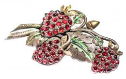 115 - BROCHE FLORAL CON GRANATES Y ESMALTES