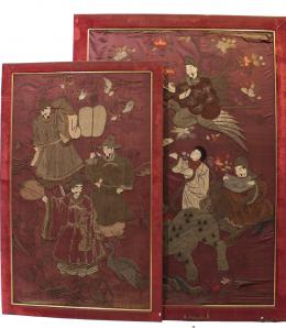 523 - PAREJA DE GRANDES TAPICES ORIENTALES DE FLES. S.XIX