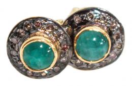 149 - PENDIENTES CON ESMERALDAS Y DIAMANTES