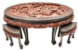 358 - MESA BAJA CHINA CON SUS TABURETES