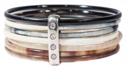 163 - PULSERA DE AROS DE ASTA Y BRILLANTES