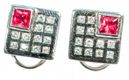 254 - PENDIENTES CON RUBÍES Y BRILLANTES