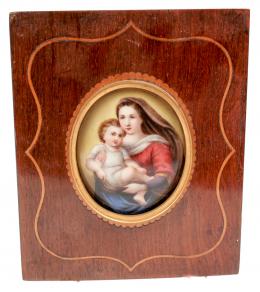684 - MEDALLON EN PORCELANA ENMARCADO