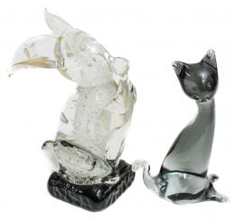 53 - DOS FIGURAS EN CRISTAL DE MURANO DEL ÚLTIMO CUARTO S.XX