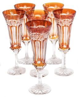 37 - CONJUNTO DE COPAS DE CAVA EN CRISTAL