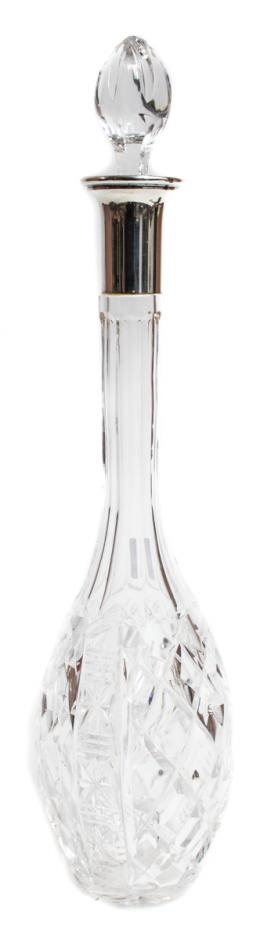 14 - BOTELLA LICORERA EN CRISTAL Y PLATA