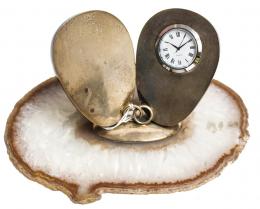 829 - RELOJ DE SOBREMESA EN PLATA Y ÁGATA