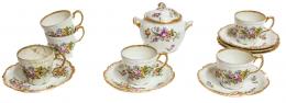 1348 - SEIS TAZAS DE CAFE Y AZUCARERO FLES. S.XIX