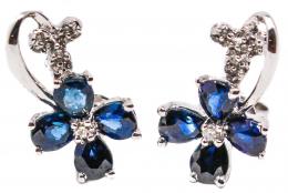 266 - PENDIENTES FLOR CON ZAFIROS Y BRILLANTES