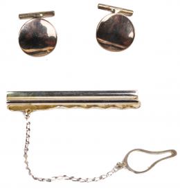 208 - CONJUNTO DE GEMELOS Y AGUJA EN PLATA