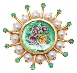 69 - BROCHE "SOL" CON ESMERALDAS