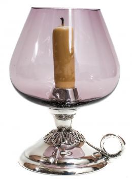 708 - CANDELERO EN PLATA Y CRISTAL