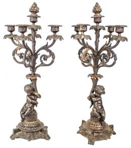 953 - PAREJA DE CANDELABROS FINALES DEL SIGLO XIX