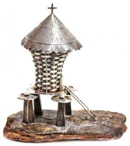 738 - MINIATURA DE CABAÑA EN PLATA