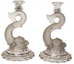 43 - PAREJA DE PALMATORIAS DE CRISTAL