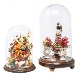 914 - DOS PEQUEÑAS URNAS DE CRISTAL