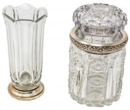 21 - JARRON FLORES CRISTAL Y TARRO CRISTAL Y PLATA