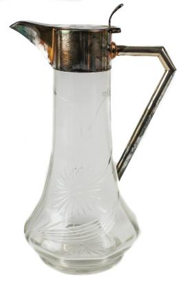 71 - JARRA REFRESCO CRISTAL Y METAL PLATEADO