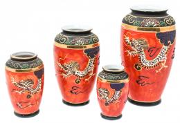 1276 - CUATRO JARRONES EN PORCELANA SATSUMA