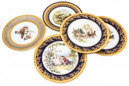 489 - CINCO PLATOS EN PORCELANA DE LIMOGES Y BAVARIA