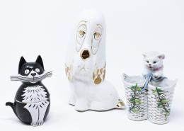 577 - TRES FIGURAS DE ANIMALES EN PORCELANA