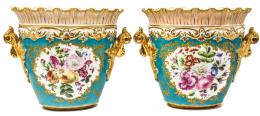 576 - PAREJA DE JARRONES EN PORCELANA FRANCESA