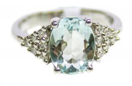 173 - ANILLO CON AGUAMARINA Y BRILLANTES