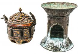 409 - RECIPIENTE Y BOLSO ORIENTALES