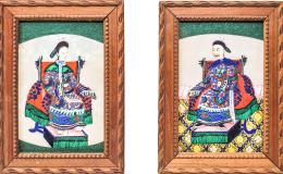 389 - PAREJA DE PINTURAS CHINAS FLES. S.XIX-PPS.S.XX