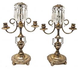 763 - PAREJA DE CANDELABROS EN PLATA FLES. S.XIX