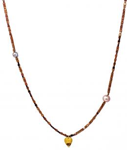 107  -  COLLAR LARGO DE HEMATITES Y PERLAS