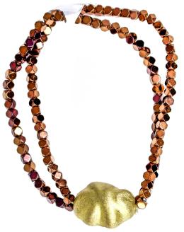 214  -  PULSERA DE HEMATITES Y PLATA DORADA