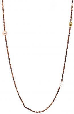 1418 - COLLAR LARGO DE HEMATITES Y PERLAS