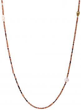 108  -  COLLAR LARGO DE HEMATITES Y PERLAS