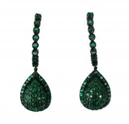 156 - PENDIENTES LARGOS CON ESMERALDAS