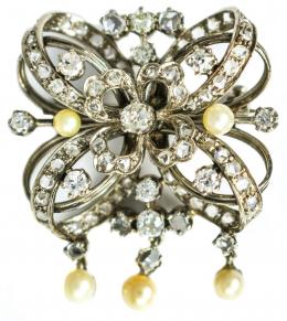 116 - BROCHE CON BRILLANTES Y PERLAS