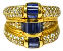 77 - ANILLO ANCHO CON ZAFIROS Y BRILLANTES
