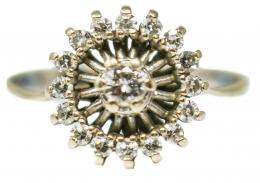 106 - ANILLO ROSETÓN CON BRILLANTES AÑOS 70