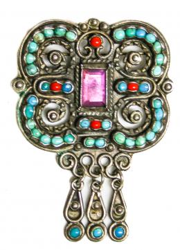 59 - BROCHE MEJICANO CON TURQUESAS