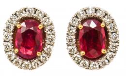 194 - PENDIENTES ROSETÓN CON BRILLANTES Y RUBÍES